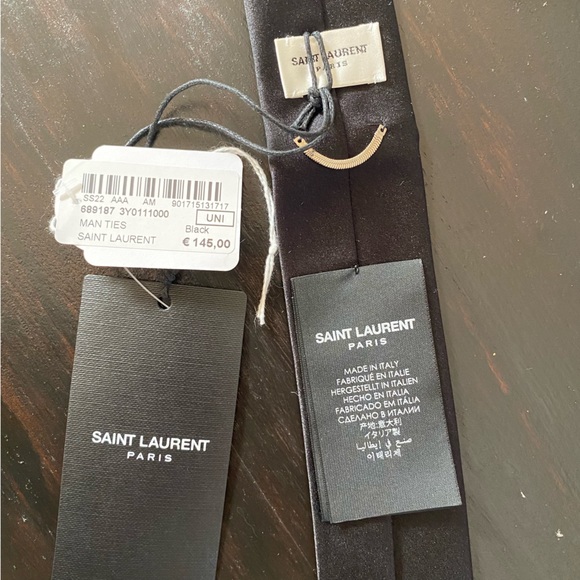 Saint Laurent: black 100% silk/ seta slim fit tie unisex BNWT - Picture 3 of 6